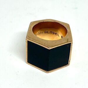 Henri Bendel Luxe Hex Semi Precious Black Onyx Ring NWOT
